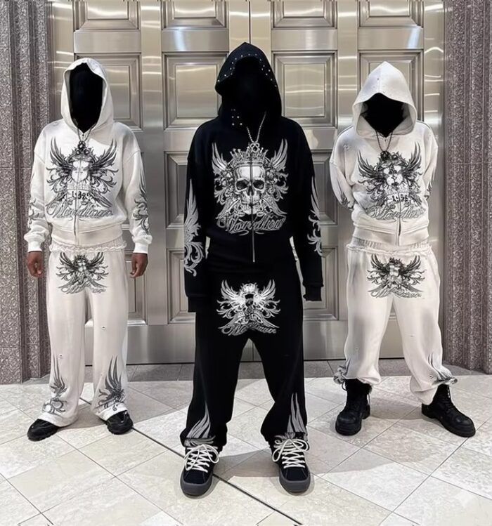 Custom Quality Sweatsuit Dtg Graphic Zip up Sweatpants and Hoodie Set - Image 2
