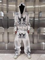 Custom Quality Sweatsuit Dtg Graphic Zip up Sweatpants and Hoodie Set - Image 3
