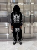 Custom Quality Sweatsuit Dtg Graphic Zip up Sweatpants and Hoodie Set - Image 4
