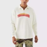 Custom DTF Printed V-Neck Polo Shirt Long Sleeve for Men