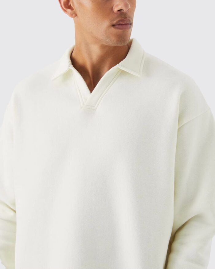 Custom DTF Printed V-Neck Polo Shirt Long Sleeve for Men - Image 2