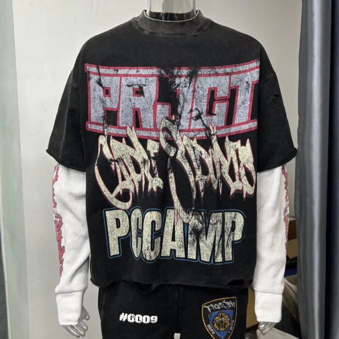 Fitness T-Shirt Men Double Layer Long Sleeve Oversized Fit Fitness T-Shirt Men Double Layer Long Sleeve Oversized Fit