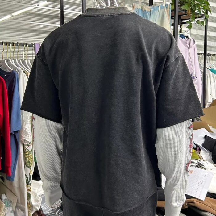 Fitness T-Shirt Men Double Layer Long Sleeve Oversized Fit - Image 2