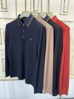 Luxury Men’s Embroidered Long Sleeve Polo Shirt