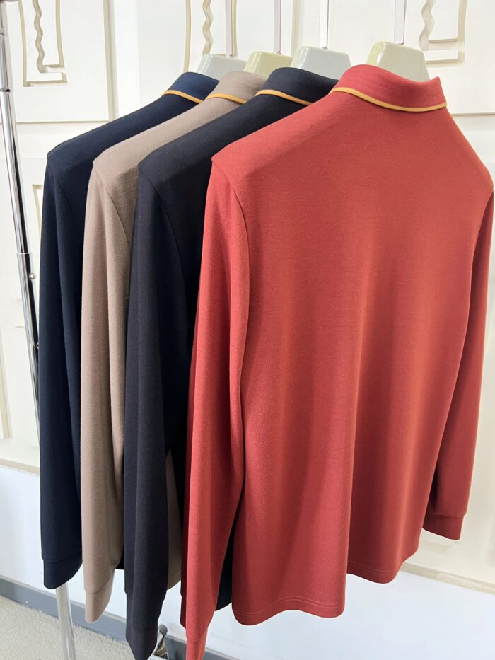 Luxury Men’s Embroidered Long Sleeve Polo Shirt - Image 6