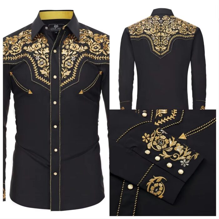 Men’s Western Cowboy Embroidered Long Sleeve Shirt Men’s Western Cowboy Embroidered Long Sleeve Shirt