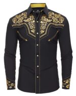 Men’s Western Cowboy Embroidered Long Sleeve Shirt | Slim Fit - Image 2