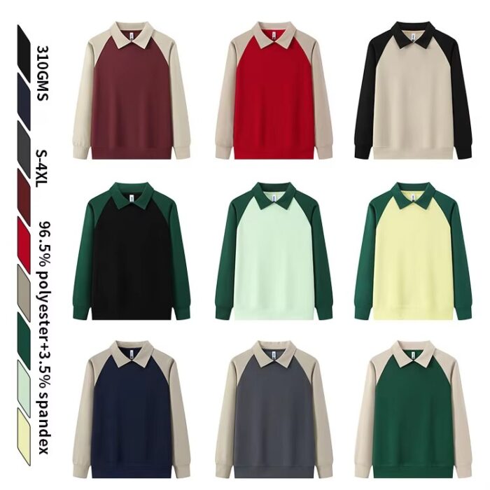 Unisex Embroidered Long Sleeve Polo Shirt | Custom Casual Style - Image 4