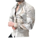 Plus Size Vintage Hawaiian Printed Long Sleeve Men’s Shirt