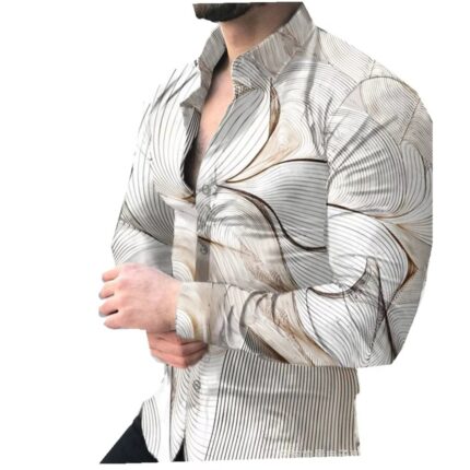Plus Size Vintage Hawaiian Printed Long Sleeve Men’s Shirt