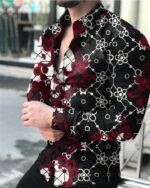 Plus Size Vintage Hawaiian Printed Long Sleeve Shirt for Men - Image 2