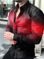 Plus Size Vintage Hawaiian Printed Long Sleeve Shirt for Men - Image 3