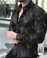 Plus Size Vintage Hawaiian Printed Long Sleeve Shirt for Men - Image 4