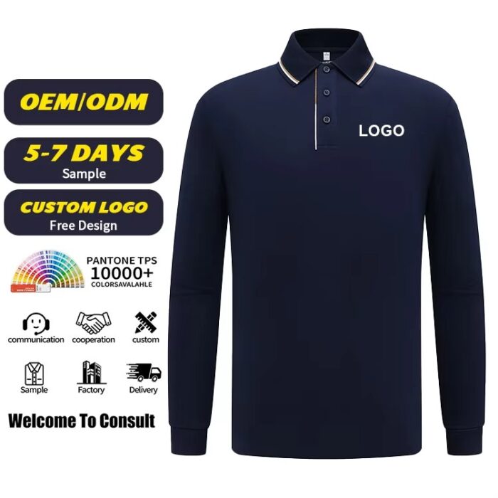Autumn Long Sleeve Polo Shirt for Men
