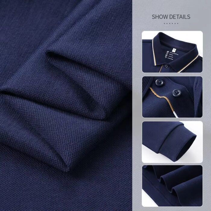 Autumn Cotton Long Sleeve Polo Shirt for Men | Custom Logo Workwear - Image 2