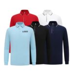 Autumn Cotton Long Sleeve Polo Shirt for Men | Custom Logo Workwear - Image 4
