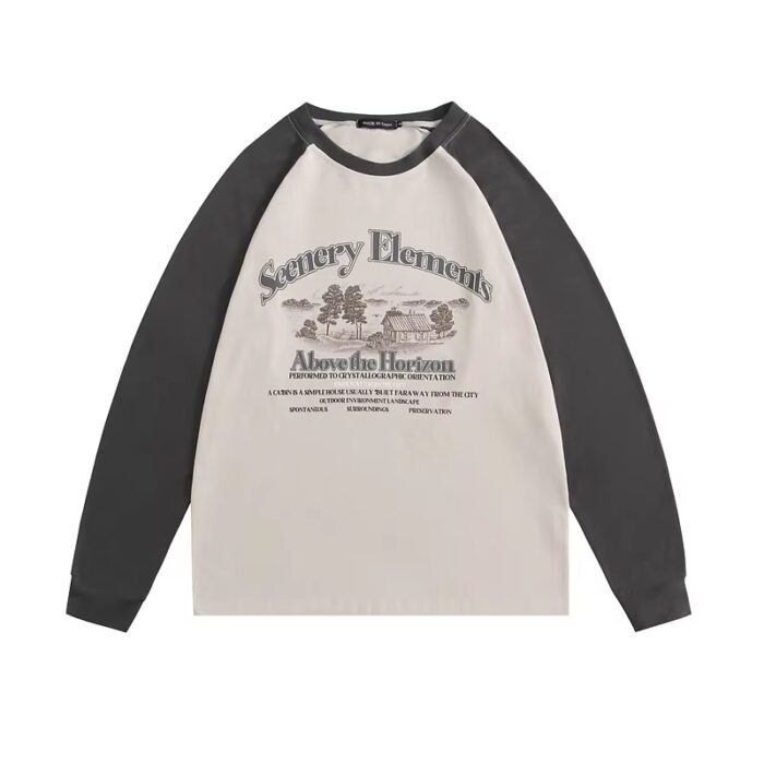 Autumn Printed Cotton Long Sleeve Raglan T-Shirt | Unisex New Design - Image 2
