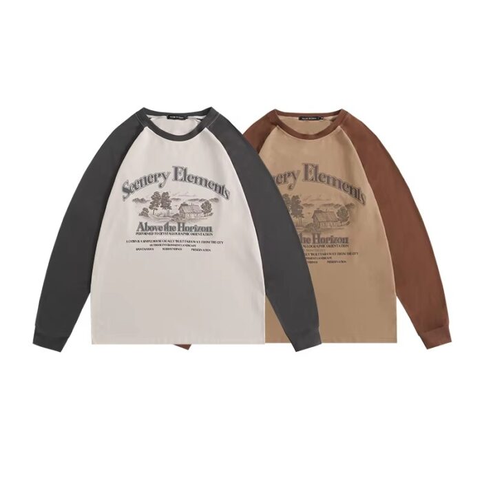 Autumn Printed Cotton Long Sleeve Raglan T-Shirt | Unisex New Design - Image 3