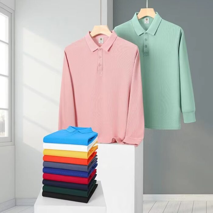 Custom Printed Men’s Long Sleeve Polo Shirt - Image 4