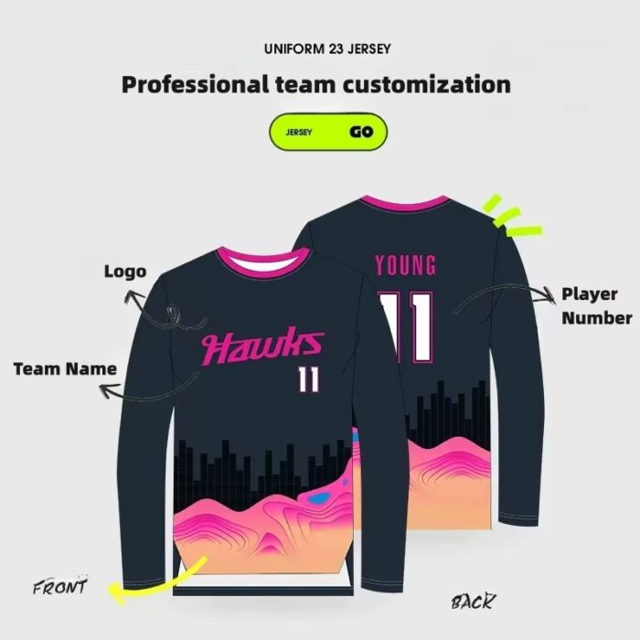 Custom Your Own Design Youth Basketball Sublimated Long Sleeve Shooting Shirt - Image 2