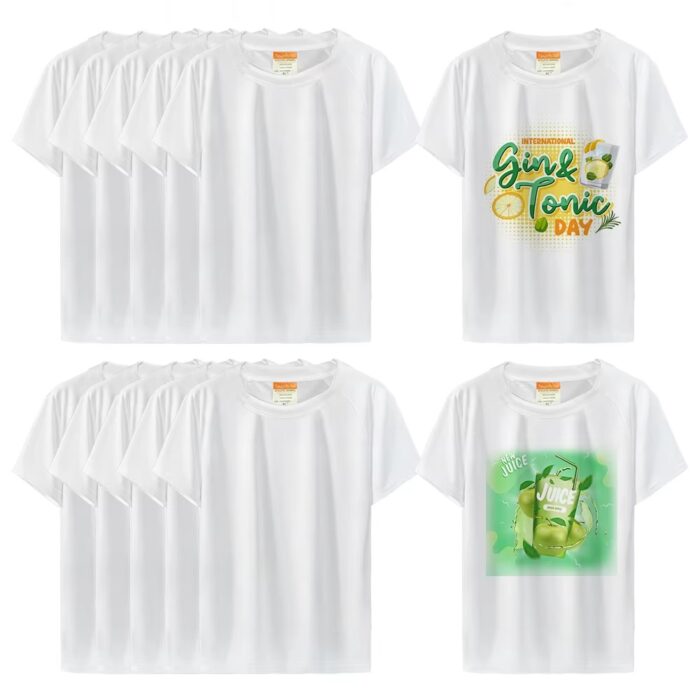 White Blank DIY Sublimation Crew Neck T-Shirt for Kids & Adults