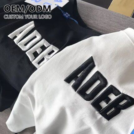 Wholesale Unisex Cotton Short Sleeve T-Shirt with Custom 3D Embroidery Logo