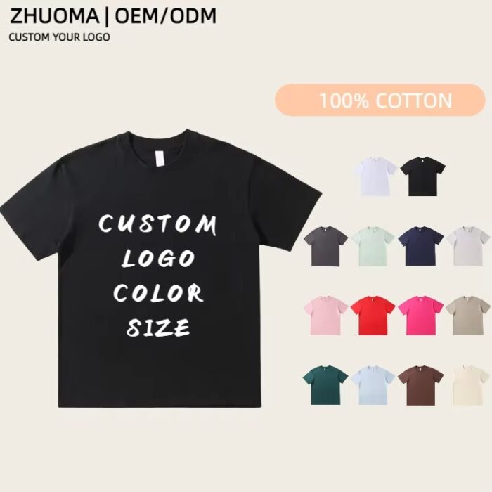 Custom Embroidery Men's Loose Fit Cotton T-Shirt - Image 2
