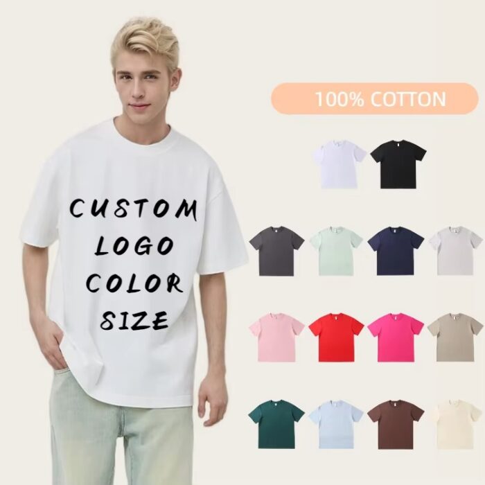 Custom Embroidery Men's Loose Fit Cotton T-Shirt - Image 3