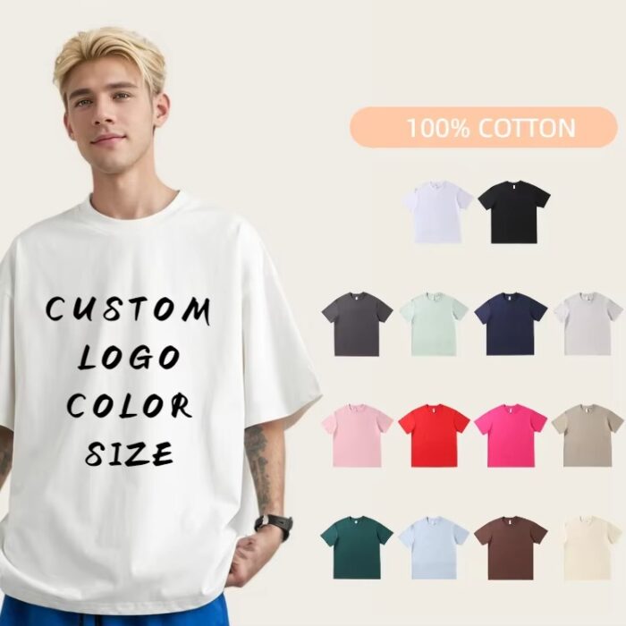 Custom Embroidery Men's Loose Fit Cotton T-Shirt - Image 4