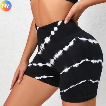 Women's High Waist Seamless Tie-Dye Gym Fitness Sport Shorts