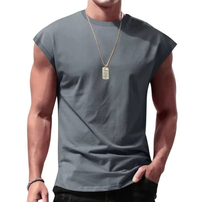 Custom logo Men Workout Tank Tops Cut Off Shirts Gym Shirts - Image 2