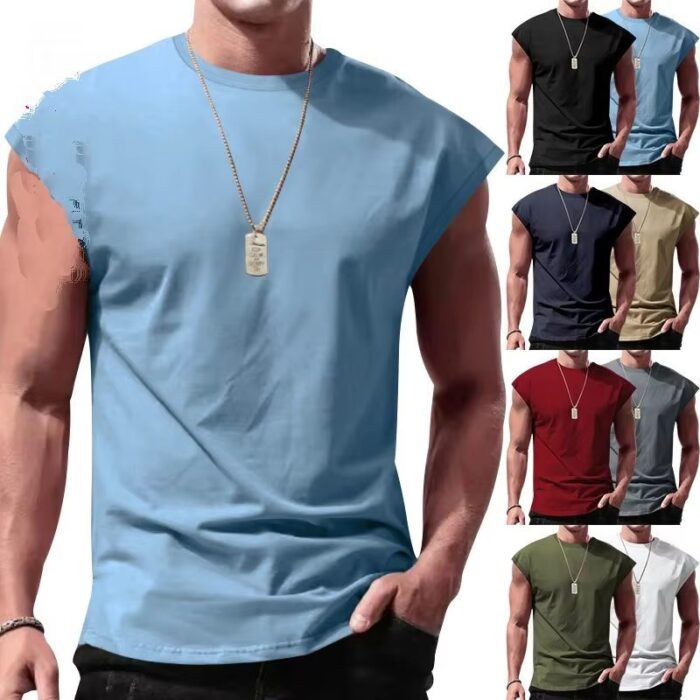 Custom logo Men Workout Tank Tops Cut Off Shirts Gym Shirts - Image 3