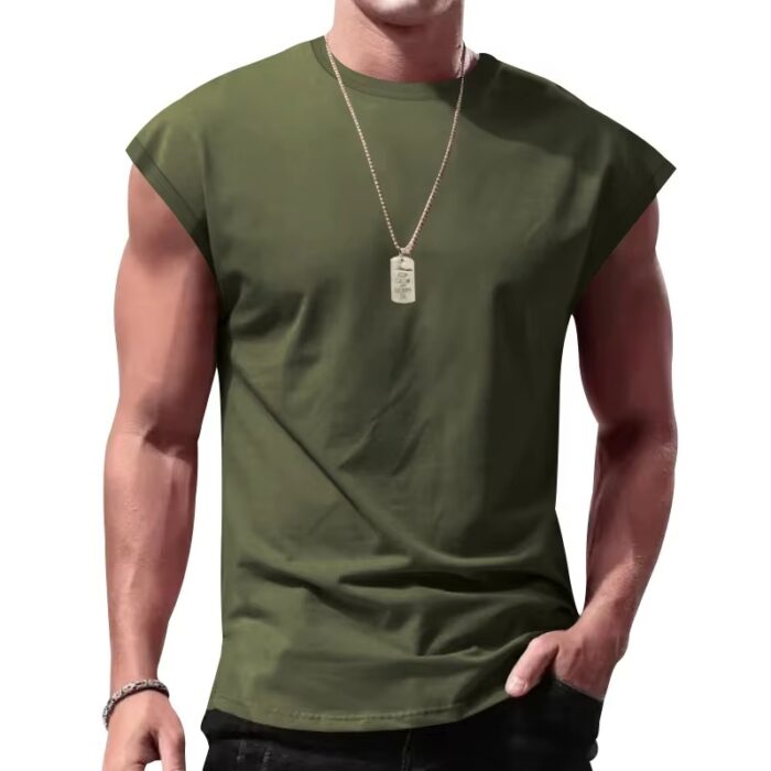 Custom logo Men Workout Tank Tops Cut Off Shirts Gym Shirts - Image 4