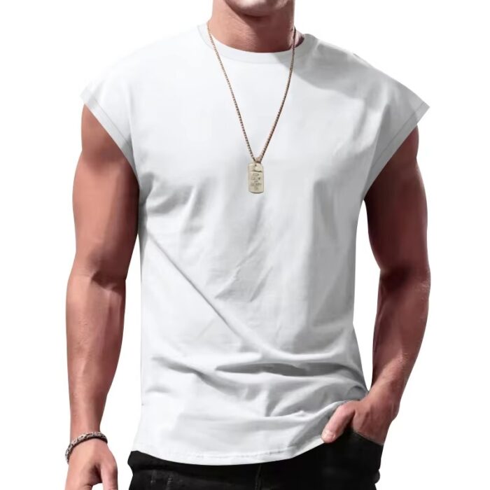 Custom logo Men Workout Tank Tops Cut Off Shirts Gym Shirts - Image 6