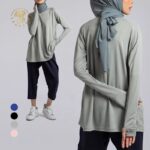 Custom Modest Gym Long Top, Muslim Activewear Abaya Style