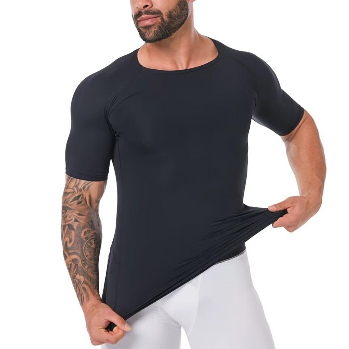 Men’s Compression Gym Top, Short Sleeve Rash Guard - Image 2