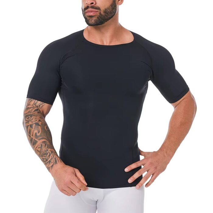 Men’s Compression Gym Top, Short Sleeve Rash Guard - Image 4