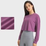 New Crew Neck Women’s Gym Fitness T-Shirt, Long Sleeve Top