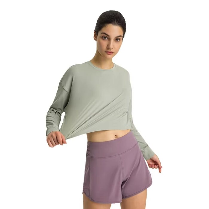 New Crew Neck Women’s Gym Fitness T-Shirt, Long Sleeve Top - Image 5