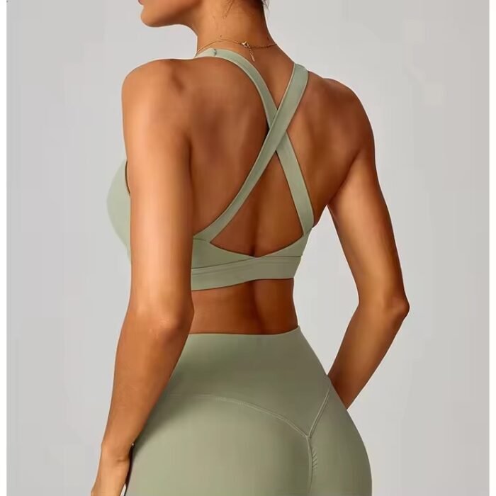 Women Sports Bra Nude Double Strap Yoga Bra - Image 4