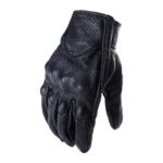 Black Leather Motorcycle Gloves Waterproof - Image 2