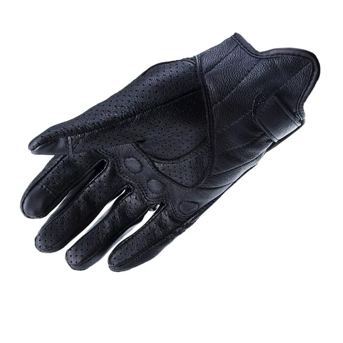 Black Leather Motorcycle Gloves Waterproof - Image 3
