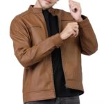 New Fashion Men’s Leather Jacket, Casual Solid Color