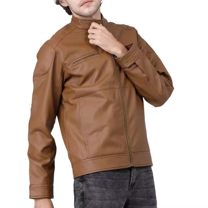 New Fashion Men’s Leather Jacket, Casual Solid Color - Image 5