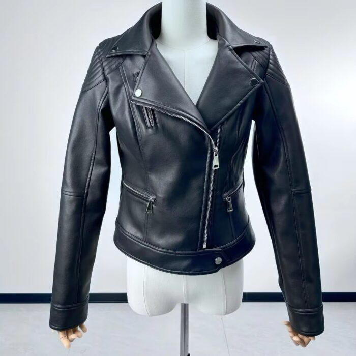 Personalized Women’s Short Leather Jacket - Image 2