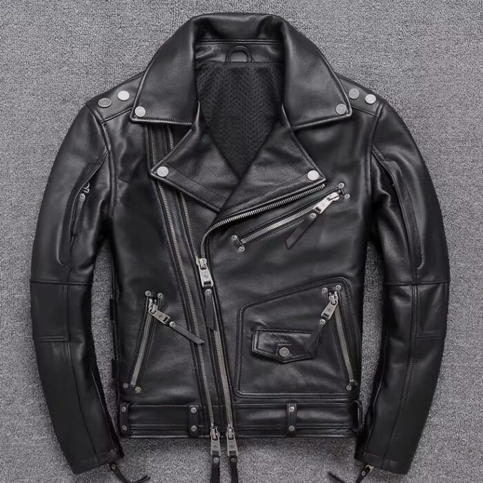 Genuine Leather Jacket for Men & Women Vintage Faux Style - Image 2