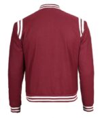 Men’s Waterproof Wool Varsity Jacket, Maroon Winter Style - Image 2