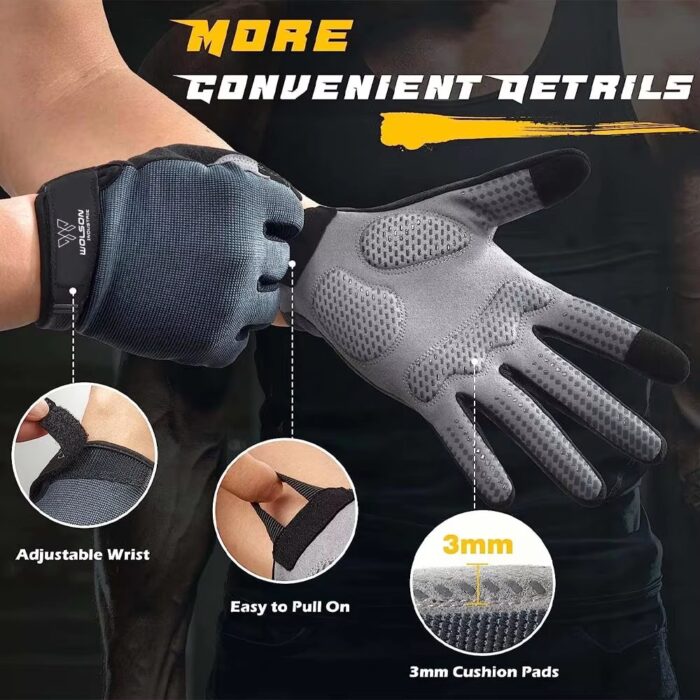 Full Finger Gym Gloves, Durable Bodybuilding & Weightlifting - Image 3